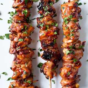 Honey Porter Glazed Chicken Skewers