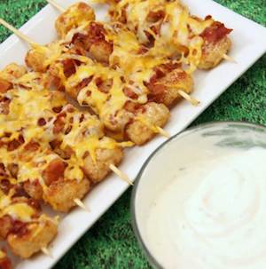 Loaded Tater Tot Skewers