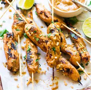 Thai-Style Satay Chicken kabobs with Peanut Dipping Sauce