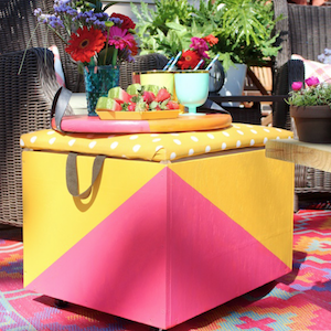 DIY Rolling Cooler Ottoman for the patio