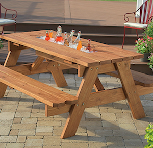 patio Picnic Table with Built-In Cooler