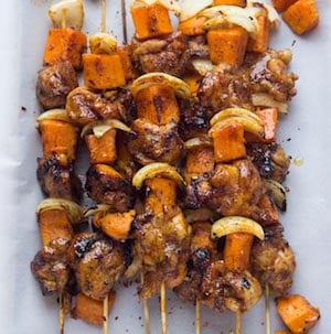 Spicy-Honey Glazed Chicken and Sweet Potato Kabobs