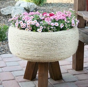 Old Tire Planter patio decor idea