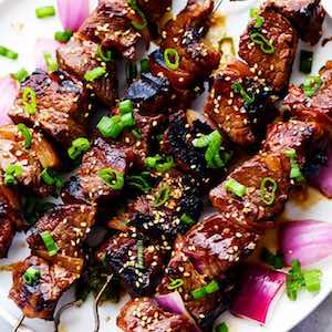 Grilled Asian Garlic Steak Skewers