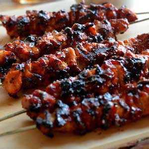 Bacon Bourbon BBQ Chicken Kebabs