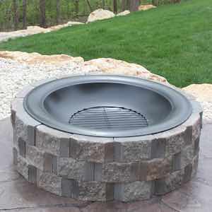 gray stone patio fire pit