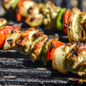 Cilantro-and-Lime Marinated Chicken Fajita Kebabs