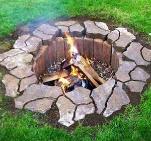 In Ground Stone & Brick Fire Pit