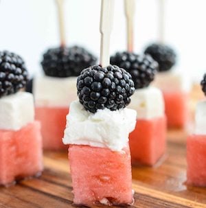 Watermelon Feta Blackberry Skewers