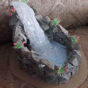 Hot Glue Waterfall for fairy garden