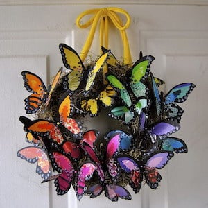 DIY spring wreath with butterflies