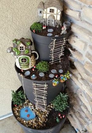 Stacked Fairy Garden