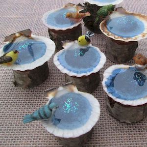 Bird Bath Fountains using scallop shells