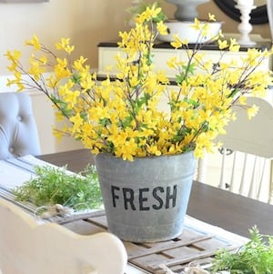 DIY Bucket of Flowers Spring Centerpiece