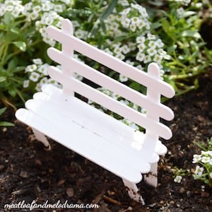 Popsicle stick fairy garden Bench