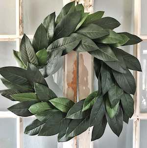 Faux Magnolia Leaf Wreath