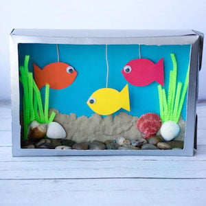 cereal Box Aquarium summer craft for kids