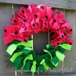 Easy No-Sew Watermelon Wreath for summer