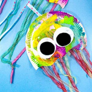 Paper Plate Jellyfish summer craft for kids
