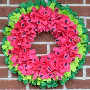 Watermelon Scrap Fabric Wreath