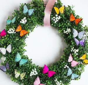 boxwood and butterfly wreath