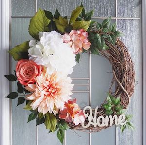 Summer Home word Floral Wreath