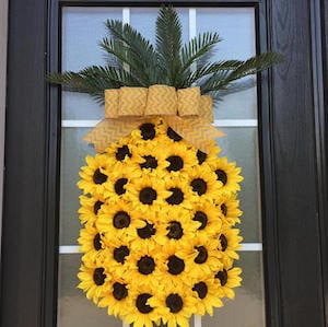 Pineapple Door Hanger made form sunflowers