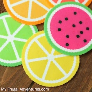 Citrus Perler Bead Coasters summer craft