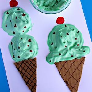 Puffy Paint Ice Cream Cones summer craft for kids