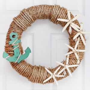 Nautical Rope Wreath with starfish and an anchor