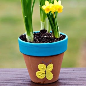     thumbprint butterfly flower pot mother's day gift