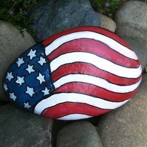 Patriotic painted rock 