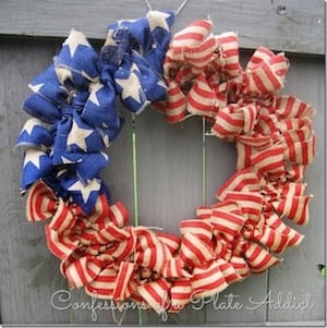 Stars and Stripes Burlap Wreath from Confessions of a Plate Addict