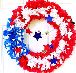 Outdoor Plastic Tablecloth Flag Wreath for 4th of July 