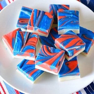 Red White and Blue Vanilla Fudge 4th of July Dessert