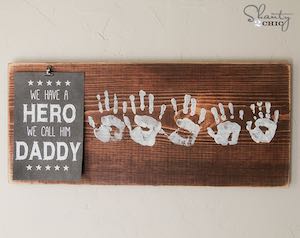 Wood Handprint Art and Printable  Father’s Day Gift