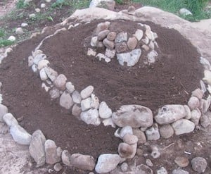 Espiral de hierba de roca levantada