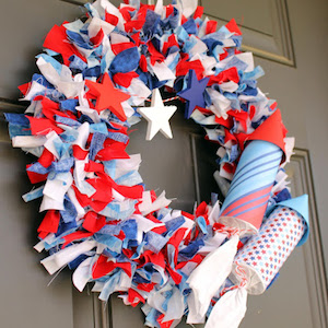 Firecracker fabric scrap Wreath