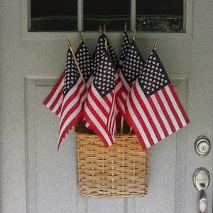  American Flags in Vintage Basket outdoor door decoration for 4th of July