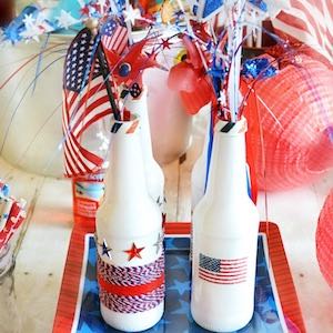 Patriotic Recycled Bottle Centerpiece 4th of july craft