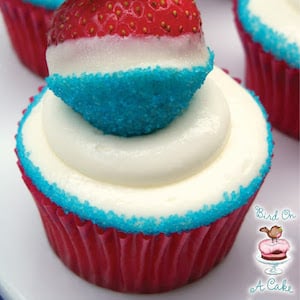 Red, White and Blue Strawberry Cupcakes