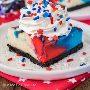 Red, White & Blue Cheesecake Bars