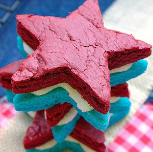 Patriotic Brownie Sandwich Cookies 4th of July Dessert