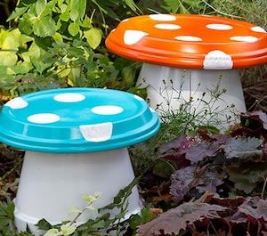 Garden Mushrooms made from terra cotta pots