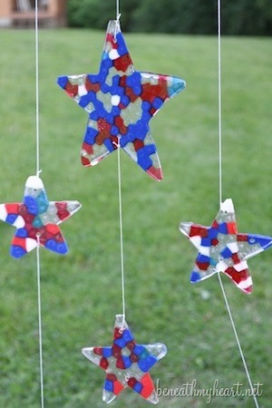 beaded star Sun Catchers kids craft for 4th of July 