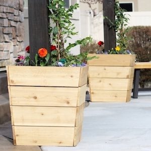 $15 Modern Cedar Planters for front porch