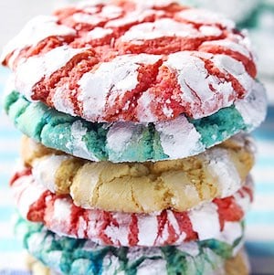  Red, White & Blue Crinkle Cookies 4th of July Dessert