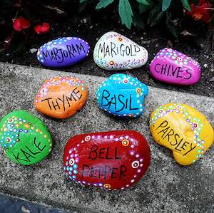 Painted Rock words garden Markers