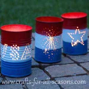 Tin Cans Luminaries 4 de julio decoración exterior