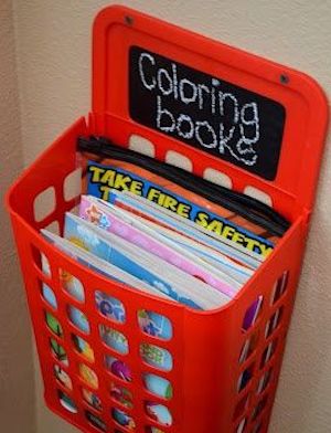 Dollar Store Trash Can Coloring Book Organizer